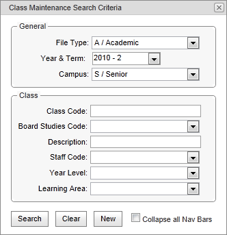 Class Search Criteria (synweb)