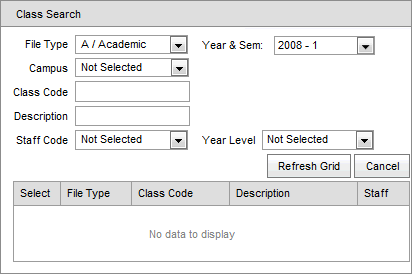 Class search (tag lists, synweb)