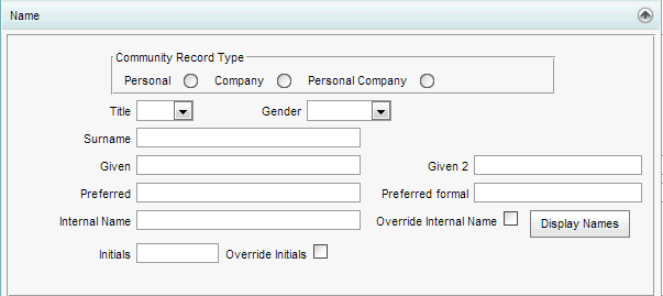 Community Maintenance - Name bar (synweb)