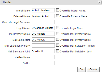 Community Maintenance - Name bar - Mail names (synweb)
