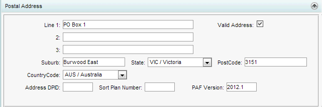 Community Maintenance - Postal Address bar (synweb)