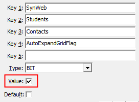 Configuration File Maintenance - Contacts,AutoExpandGridFlag (synweb)