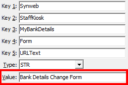 Configuration File Maintenance - Form - URLText configuration setting