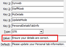 Configuration File Maintenance - PersonalDetailsTabInfo