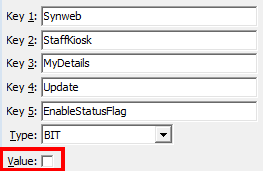 Configuration File Maintenance - StaffKiosk - EnabledStatusFlag setting