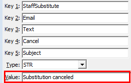 Configuration File Maintenance - StaffSubstitute Email Text Cancel Subject configuration setting