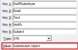 Configuration File Maintenance - StaffSubstitute Email Text Notify Subject configuration setting