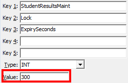 Configuration File Maintenance - StudentResultsMaint Lock ExpirySeconds