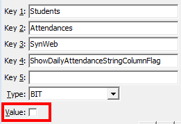 Configuration File Maintenance - Synweb Attendance ShowDailyAttendanceStringColumnFlag