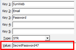 Configuration File Maintenance - Synweb Email Password