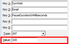 Configuration File Maintenance - Synweb Email PauseDuration