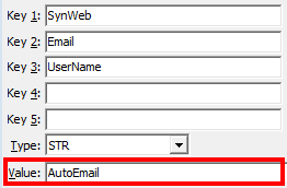 Configuration File Maintenance - Synweb Email UserName