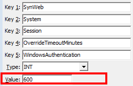 Configuration File Maintenance - Synweb OverrideTimeoutMinutes WindowsAuthentication