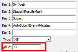Configuration File Maintenance - Synweb StudentResultsMaint AutoSubmitEveryXMinutes