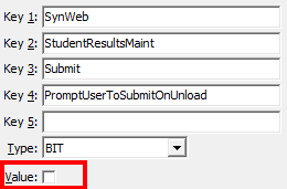 Configuration File Maintenance - Synweb StudentResultsMaint PromptUserToSubmitOnUnload