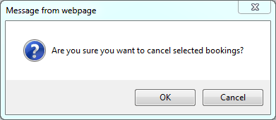 Confirm - Are you sure you want to cancel selected bookings (synweb)