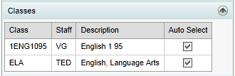 Course Maintenance - Classes bar (synweb)
