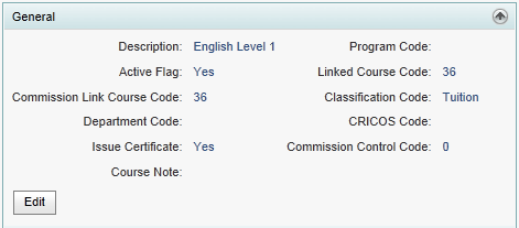 Course Maintenance - General bar (synweb)