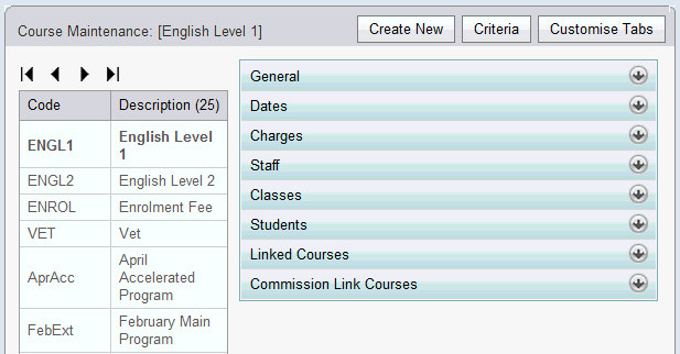 Course Maintenance - initial view (synweb)