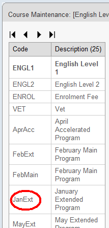 Course Maintenance - Selecting a course (synweb)
