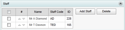 Course Maintenance - Staff bar (synweb)