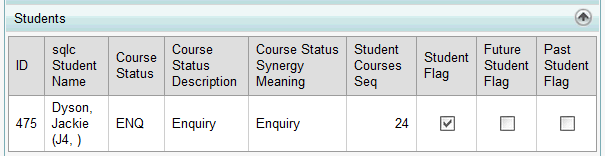 Course Maintenance - Students bar (synweb)
