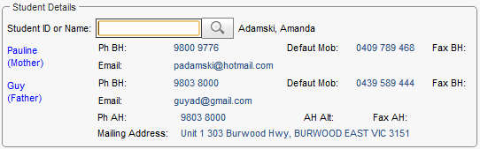 Create Absence Event - Student Details area (synweb)