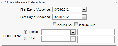 Create Absence Events - All Day Absence Date & Time area (synweb)