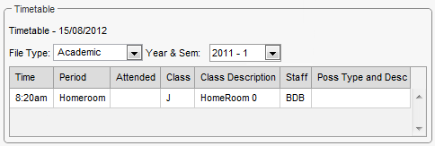 Create Absence Events - Timetable area (synweb)