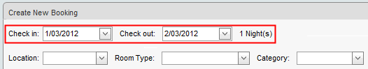 Accommodation Booking Maintenance (create booking step 1 check in out highlighted)