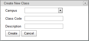 Create New Class window (synweb)