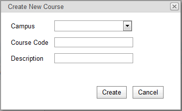 Create New Course window (synweb)