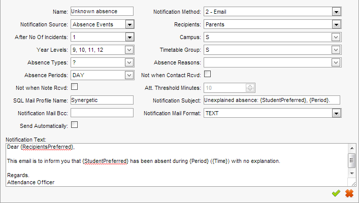Create New Notification Rule (populated)