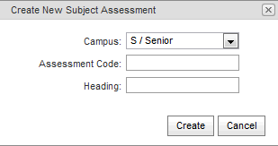 Create New Subject Assessment (synweb)