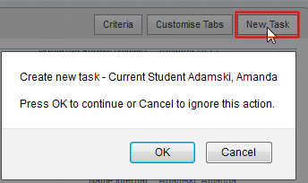 Create New Task dialog (synweb, from maintenance screen)