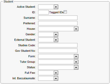 Current Student Search Criteria (cut down, synweb3, Student area)