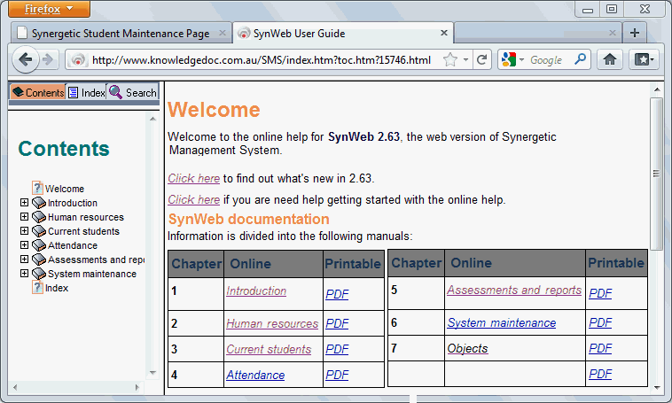 FireFox (SynWeb User Guide, Welcome, synweb)