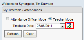 Home window (My timetable area, cut down, hot report highlighted)