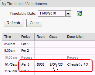 Navigation links to Attendance Maintenance