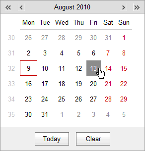 Select a date from this month's calendar