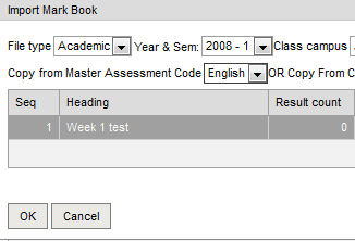 Import Mark Book window (cut down, populated, synweb)