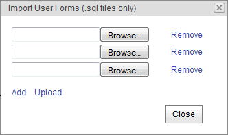 Import User Forms window (Synweb)