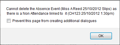 Information - cannot delete the absence event (Synweb)