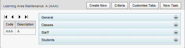 Learning Area Maintenance - initial view (synweb)