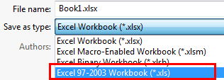 Microsoft Excel (save as 97 to 2003 format)