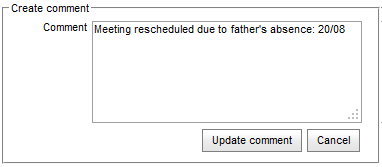 Pastoral Care (creation) Comments tab (create comment area, synweb)