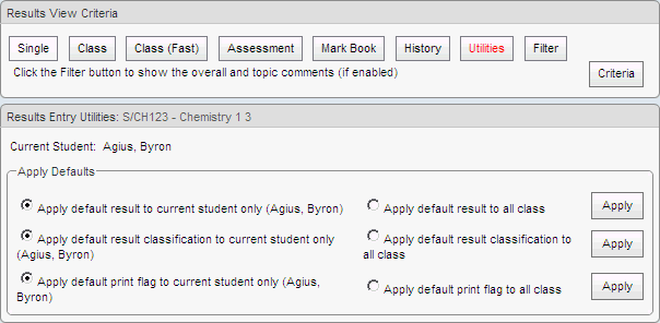 Results Maintenance - Assessment window