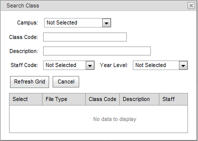 Search Class window (synweb)