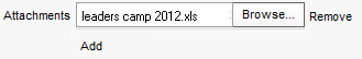 Send Email window (Attachments area)