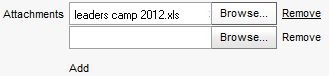 Attachments fields (after Add link selected)